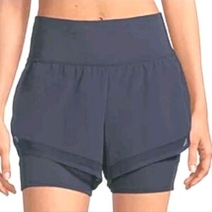 Xersion Layered Training Short Woman Plus 3X Navy Lined Mid Rise Fitness Gym Nwt